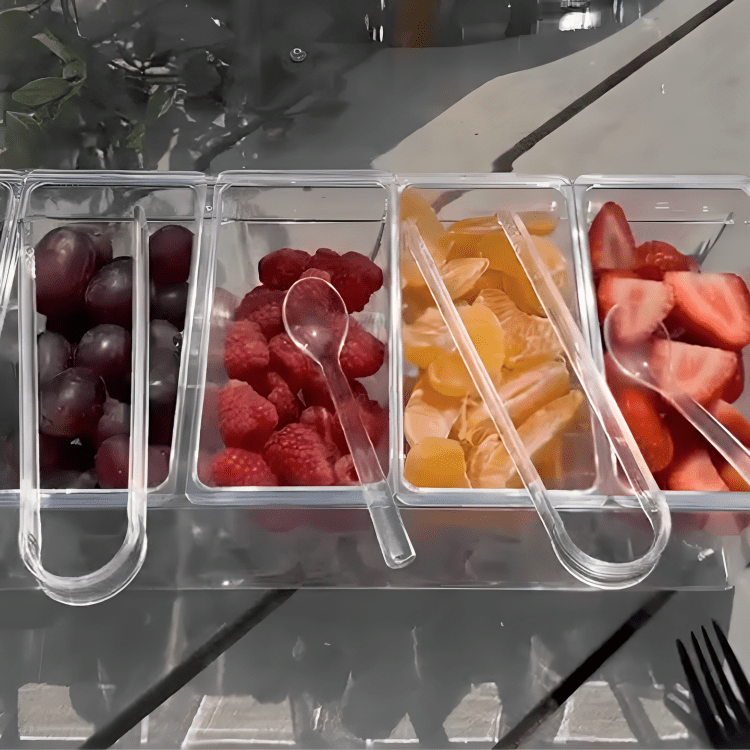 4 Removable Compartments Ice Chilled Condiment Tray