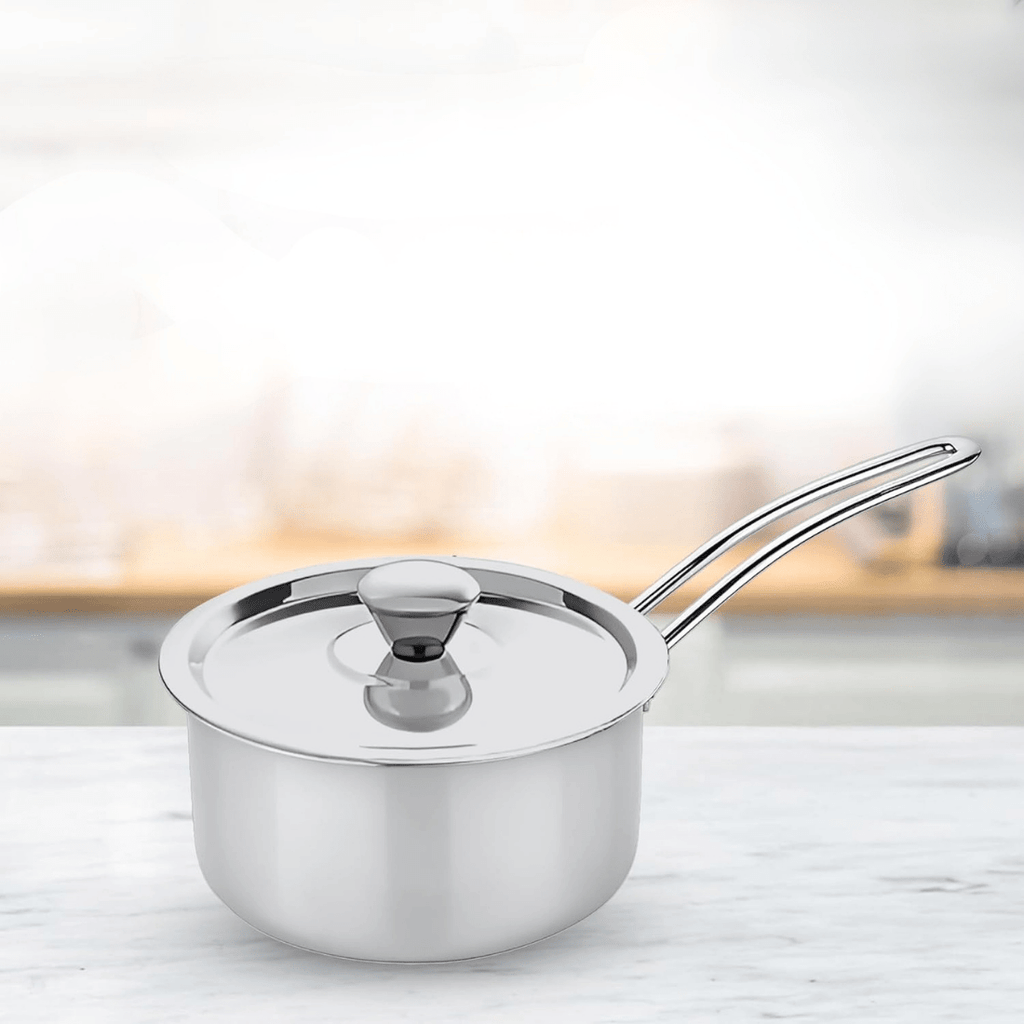 Versatile Tri-Ply Stainless Steel Saucepan with Lid(16cm)