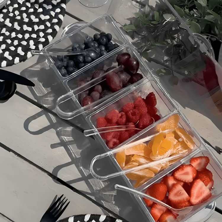 4 Removable Compartments Ice Chilled Condiment Tray