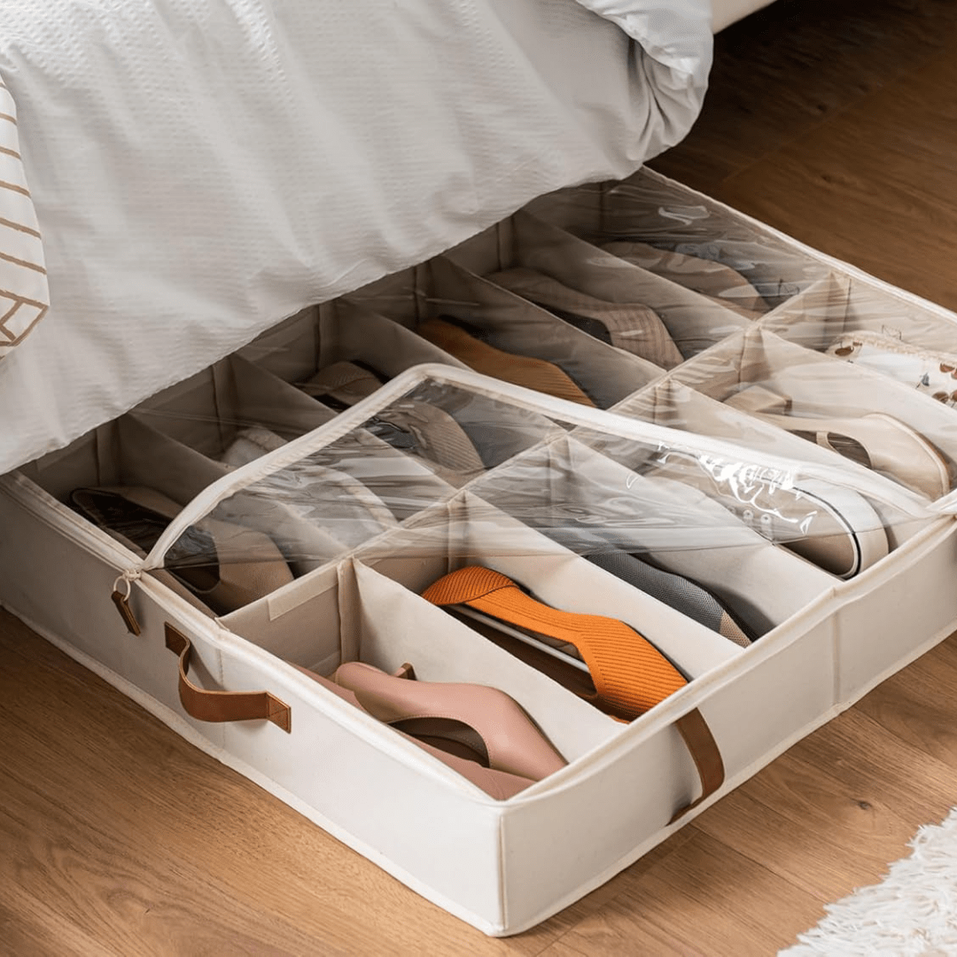 Adjustable Dust Proof Under Bed Organizer with Transparent Cover (75 cm)