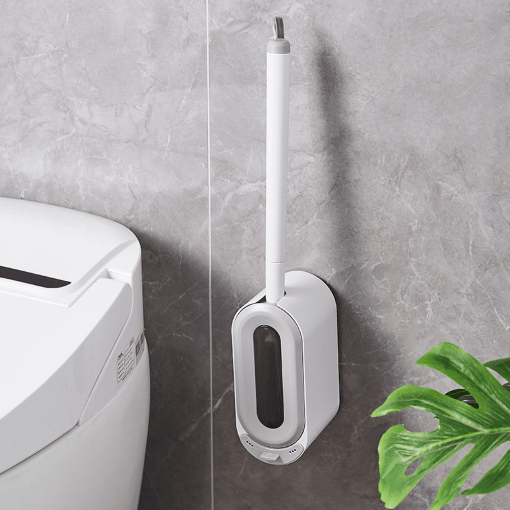 Wall Mounted Toilet Brush Set with Flexible Bristles and Holder