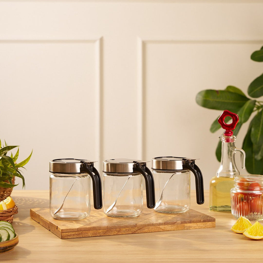 Airtight Glass Storage Containers with Stainless Steel Lid & Spoon