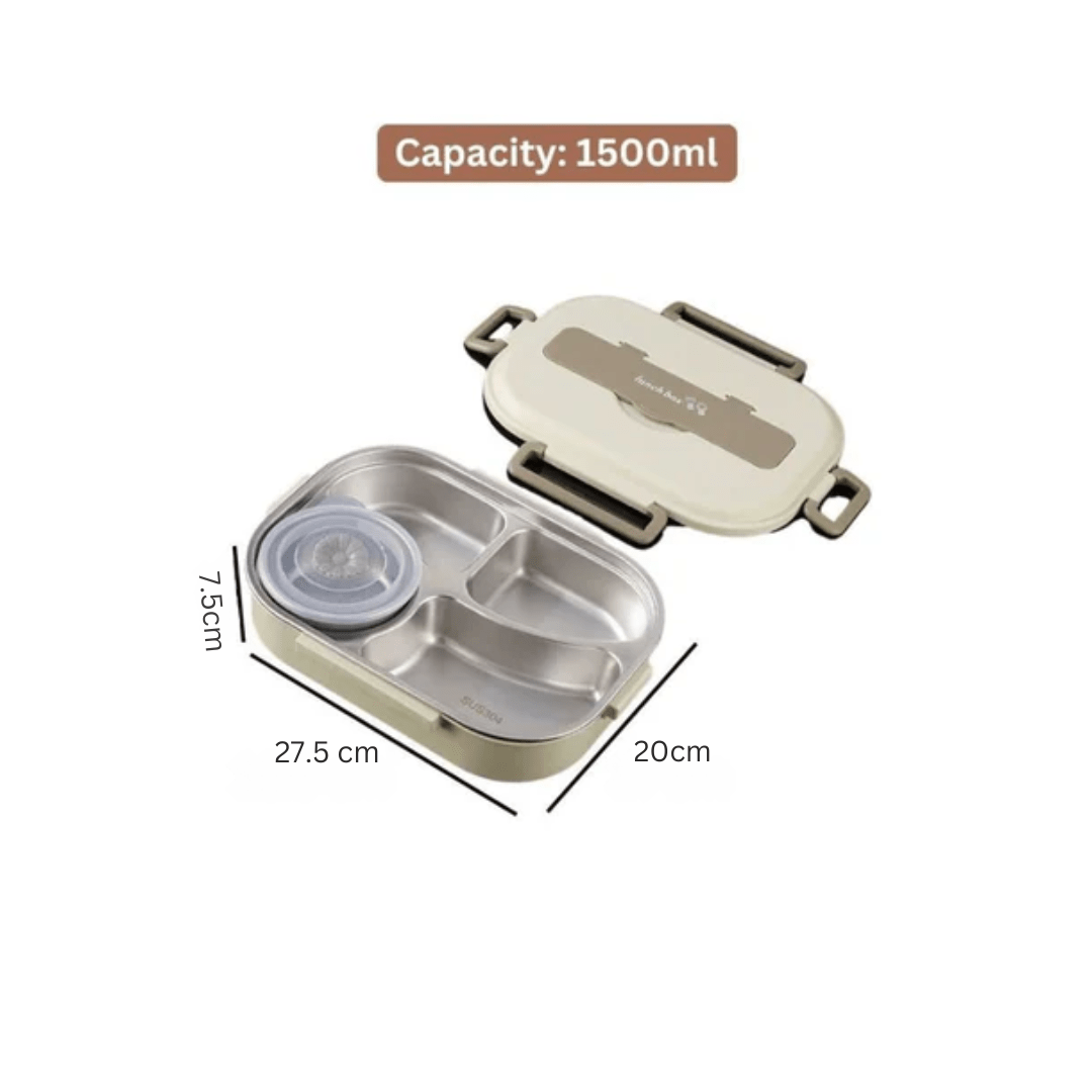 4-Compartment Stainless Steel Leak Proof Lunch Box (1500ml)