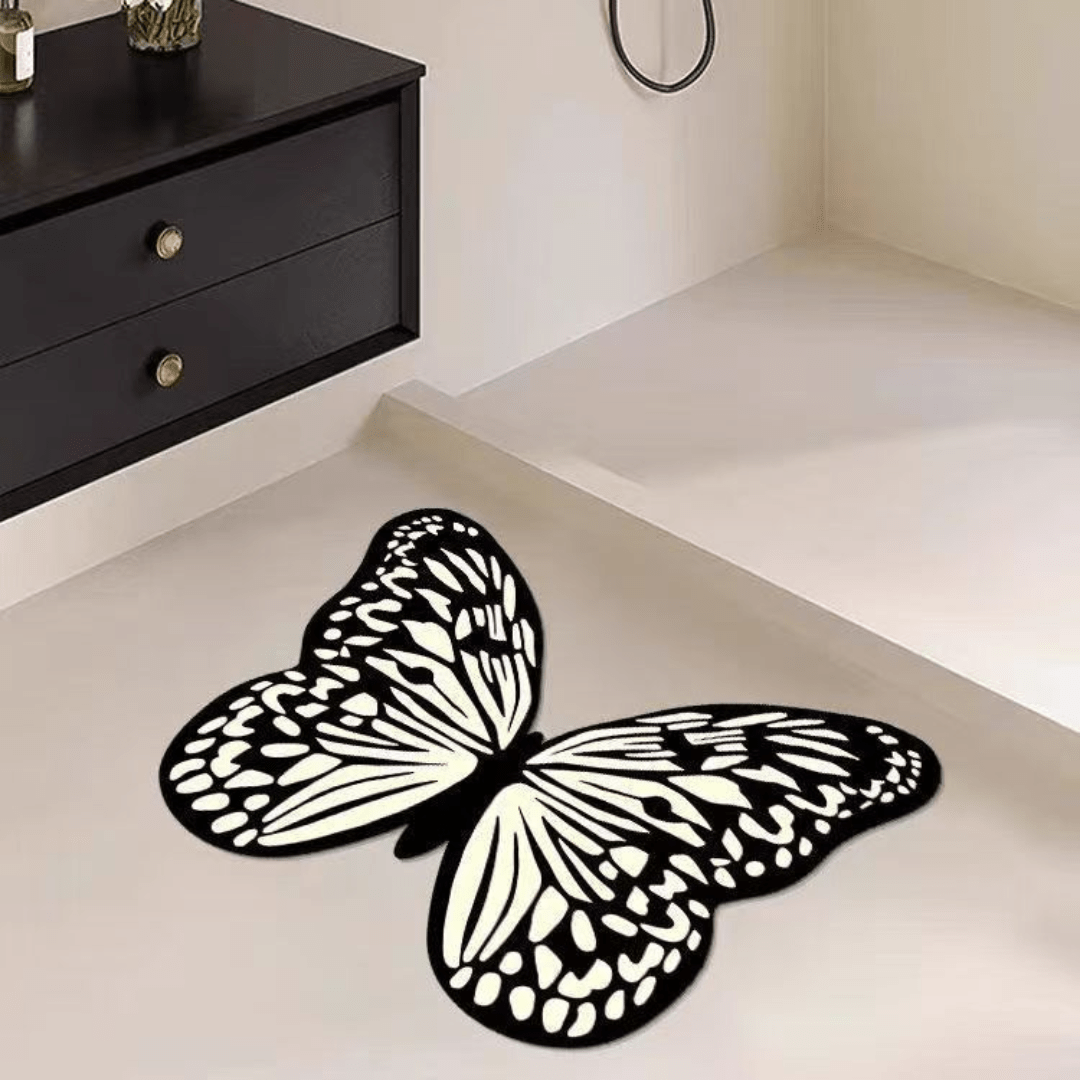 Anti-Slip Butterfly-Themed Diatom Mud Floor Mat