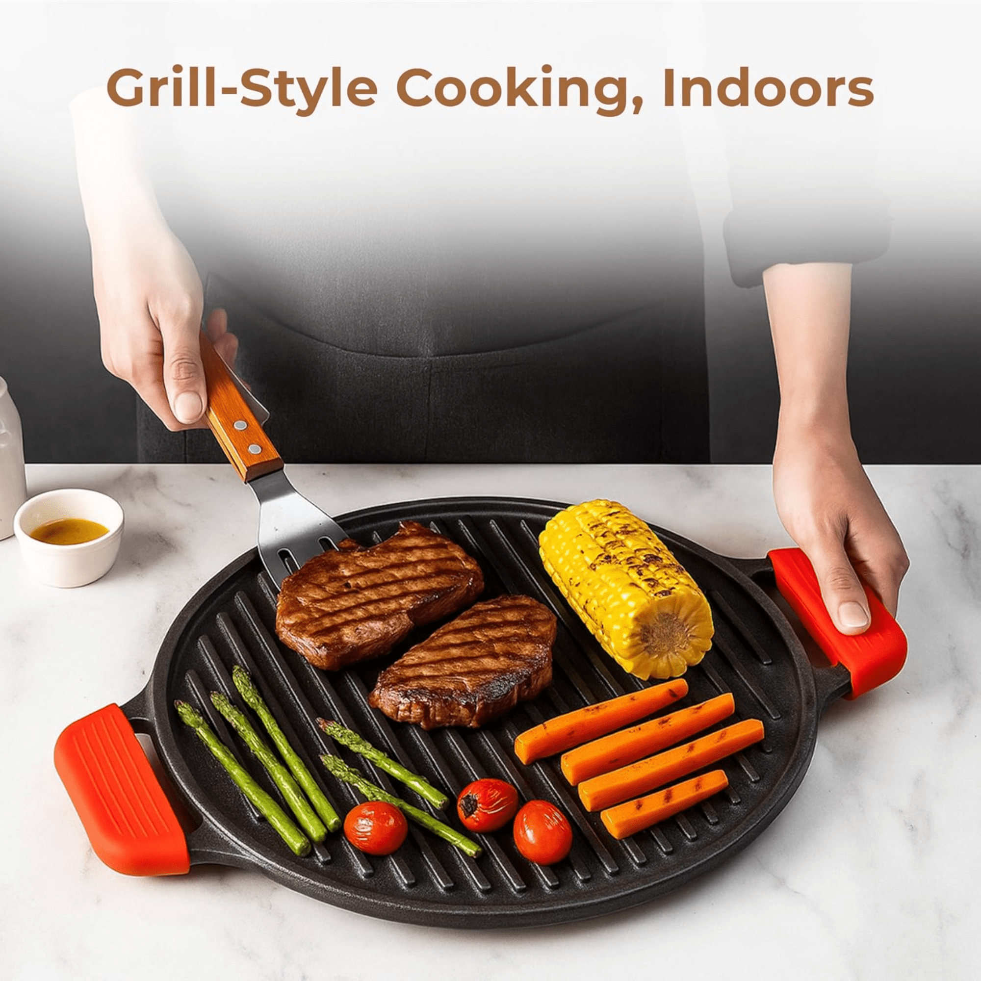 Cast Iron 2-in-1 30cm Reversible Tawa and Grill Pan