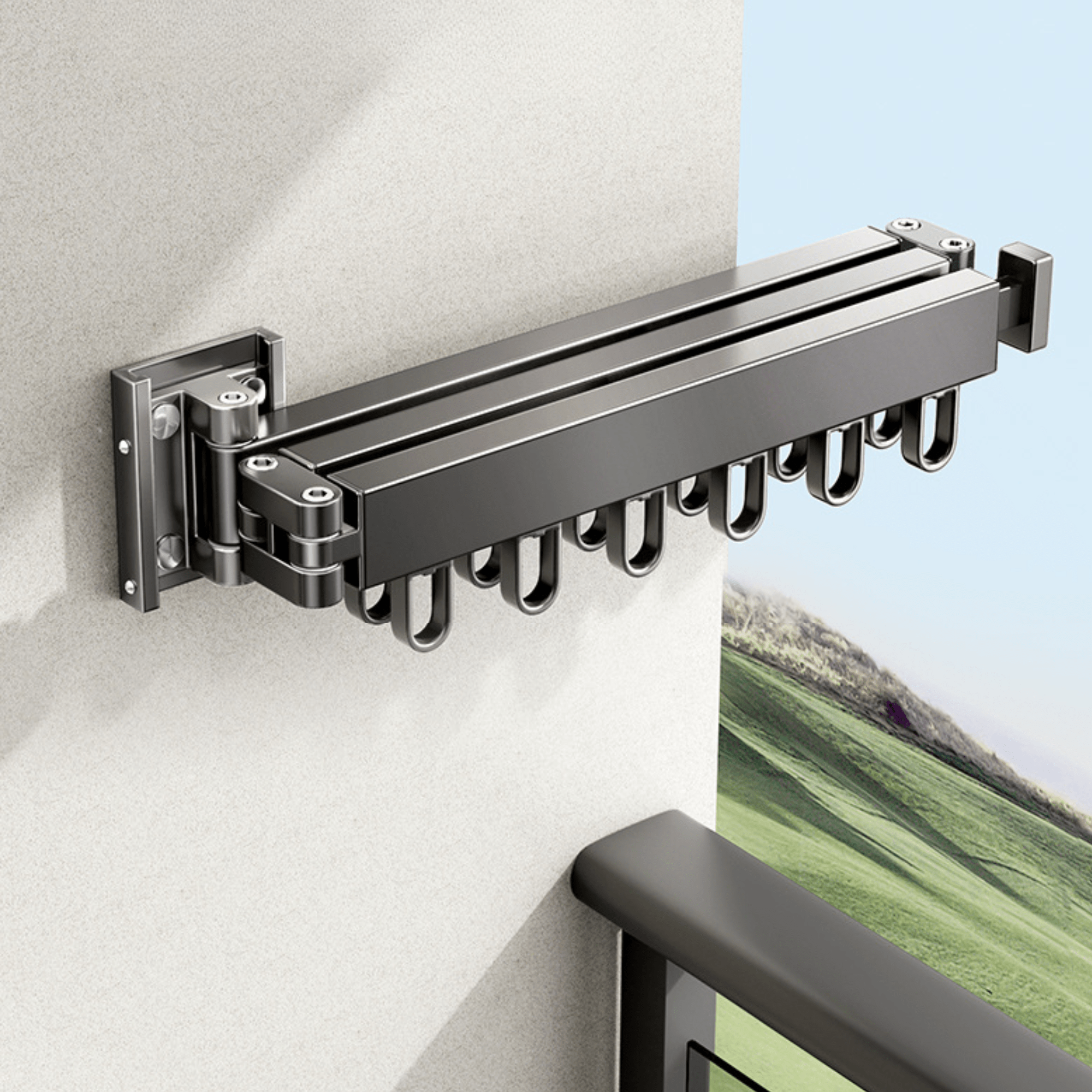 Wall-Mounted Foldable Aluminum Clothes Drying Hanger