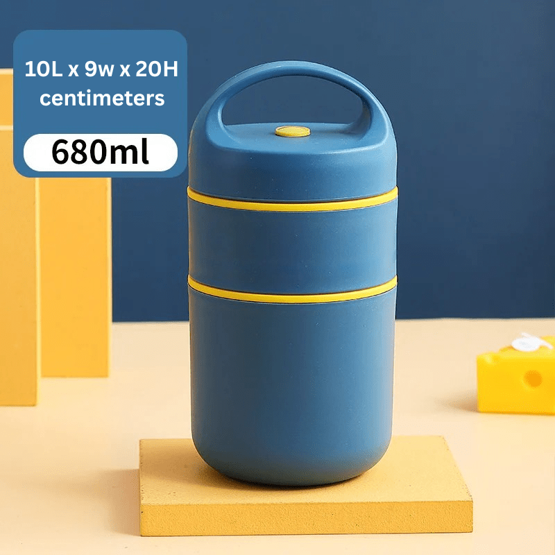 2-Tier Stainless Steel Insulated Lunch Box with Bag (680ml)