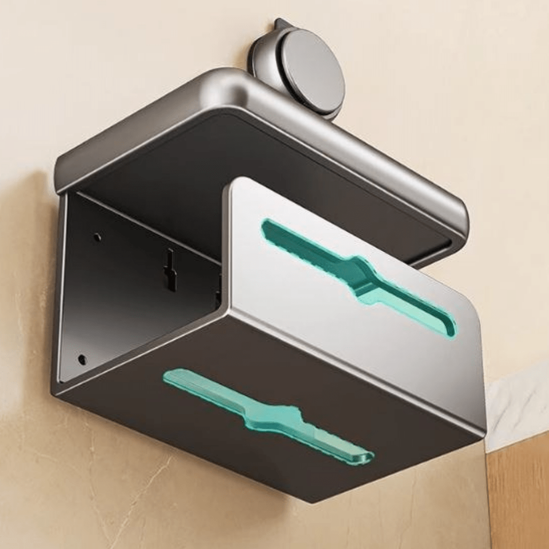 Wall-Mounted Toilet Paper Box with Removable Suction Cup