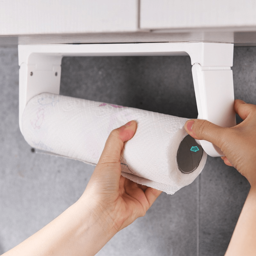 Wall-Mounted Kitchen Adhesive Paper Storage Rack
