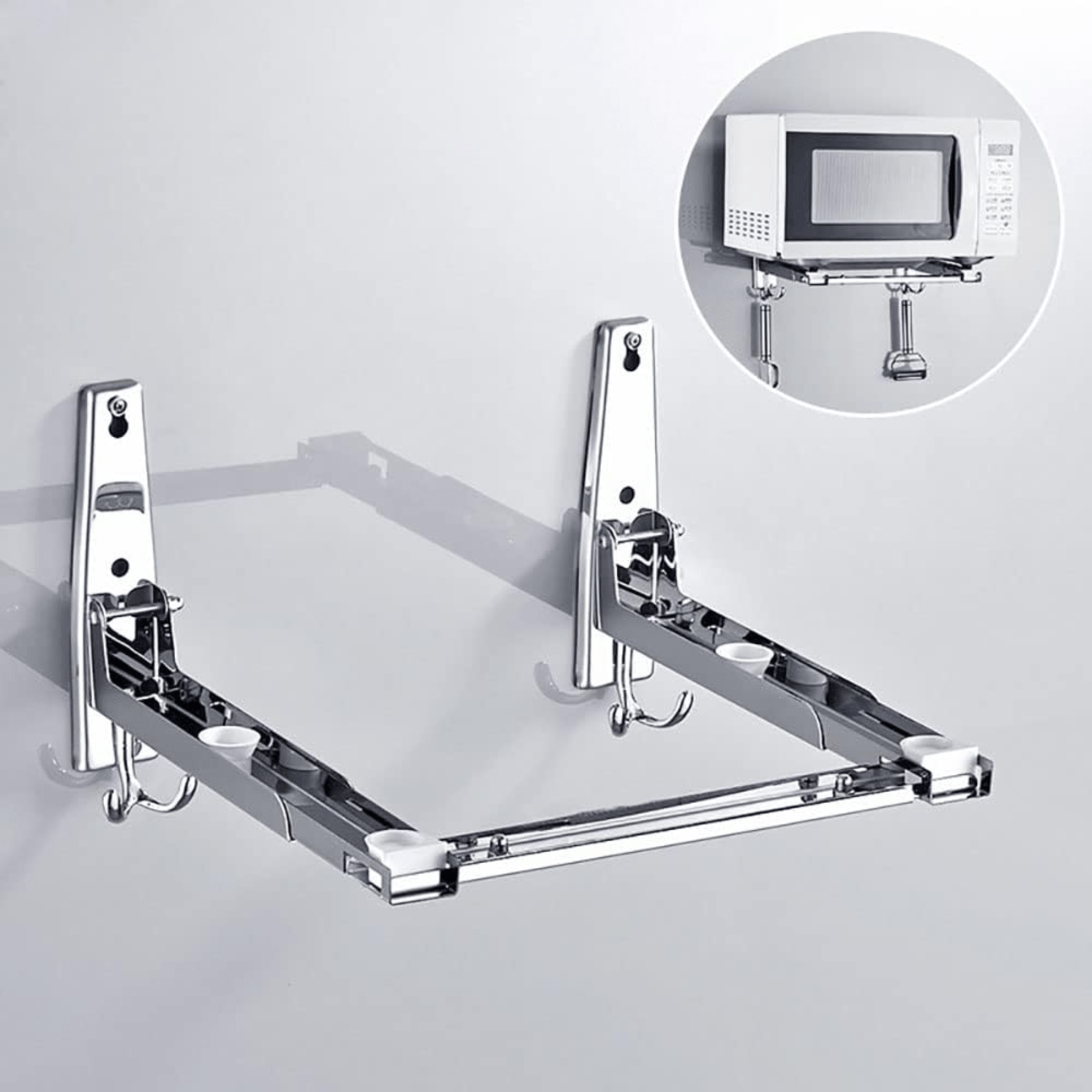 Adjustable Wall-Mounted Stainless Steel Microwave Oven Rack Shelf