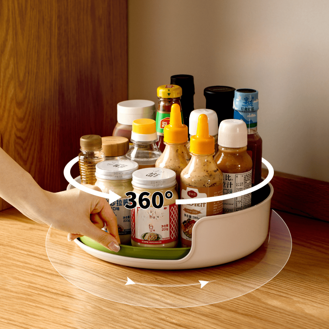 360° Rotating Open Kitchen Storage Tray for Bottles(28cm)
