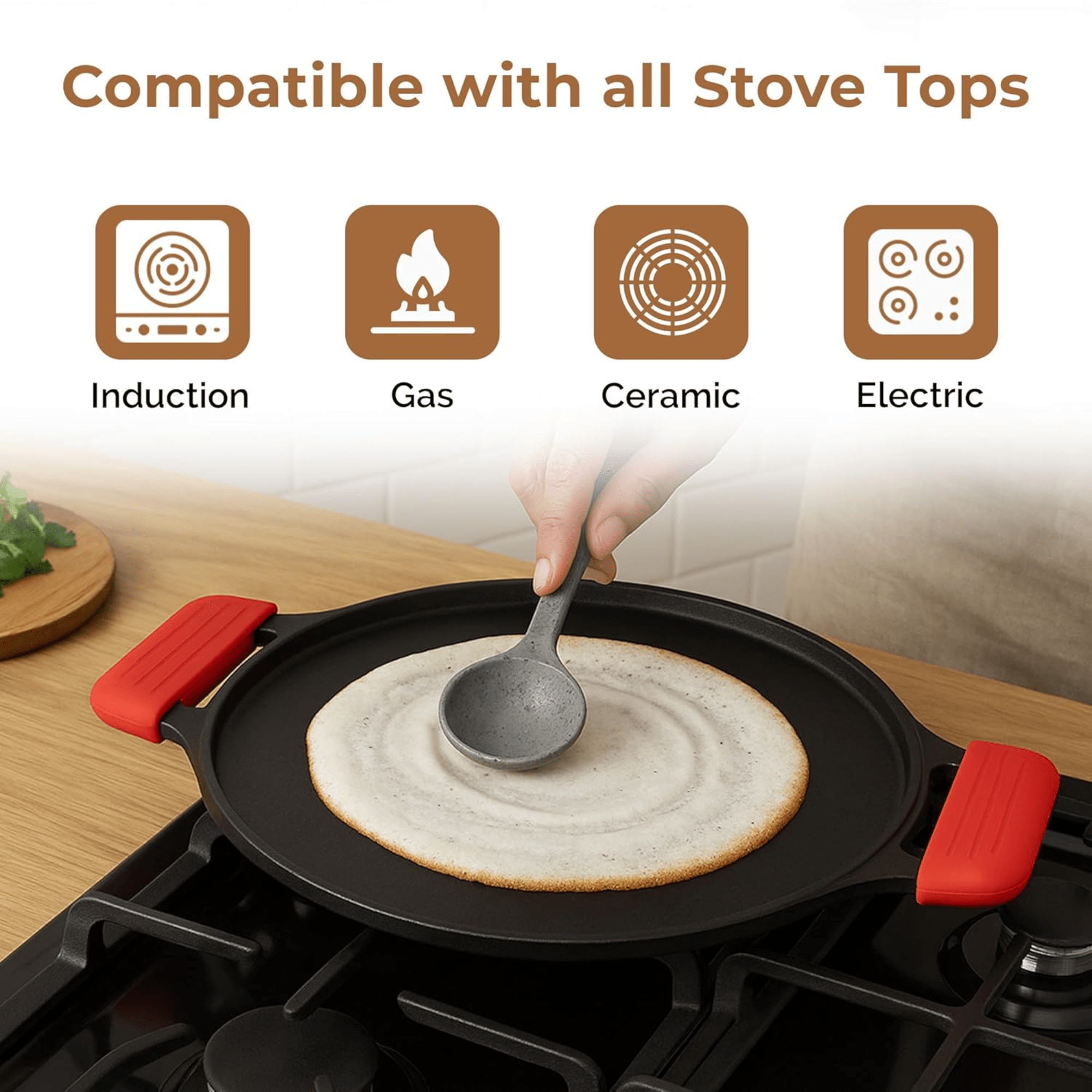 Cast Iron 2-in-1 30cm Reversible Tawa and Grill Pan