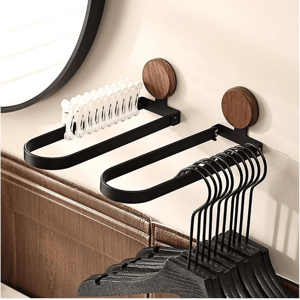 Wall-Mounted Black Foldable Hand Towel Rack