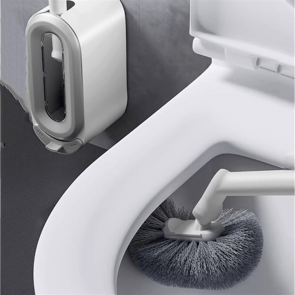 Wall Mounted Toilet Brush Set with Flexible Bristles and Holder