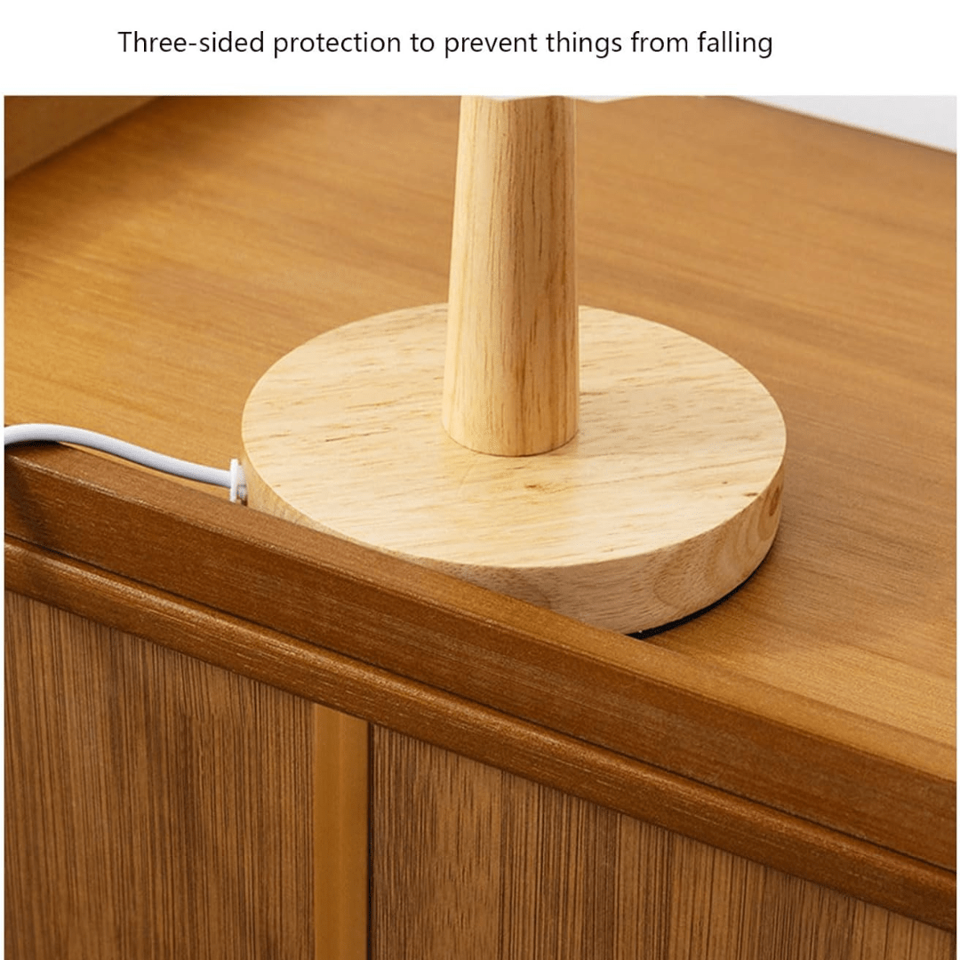 Bamboo Wood Storage Organizer with Imitation Rattan Cabinet (42cm)