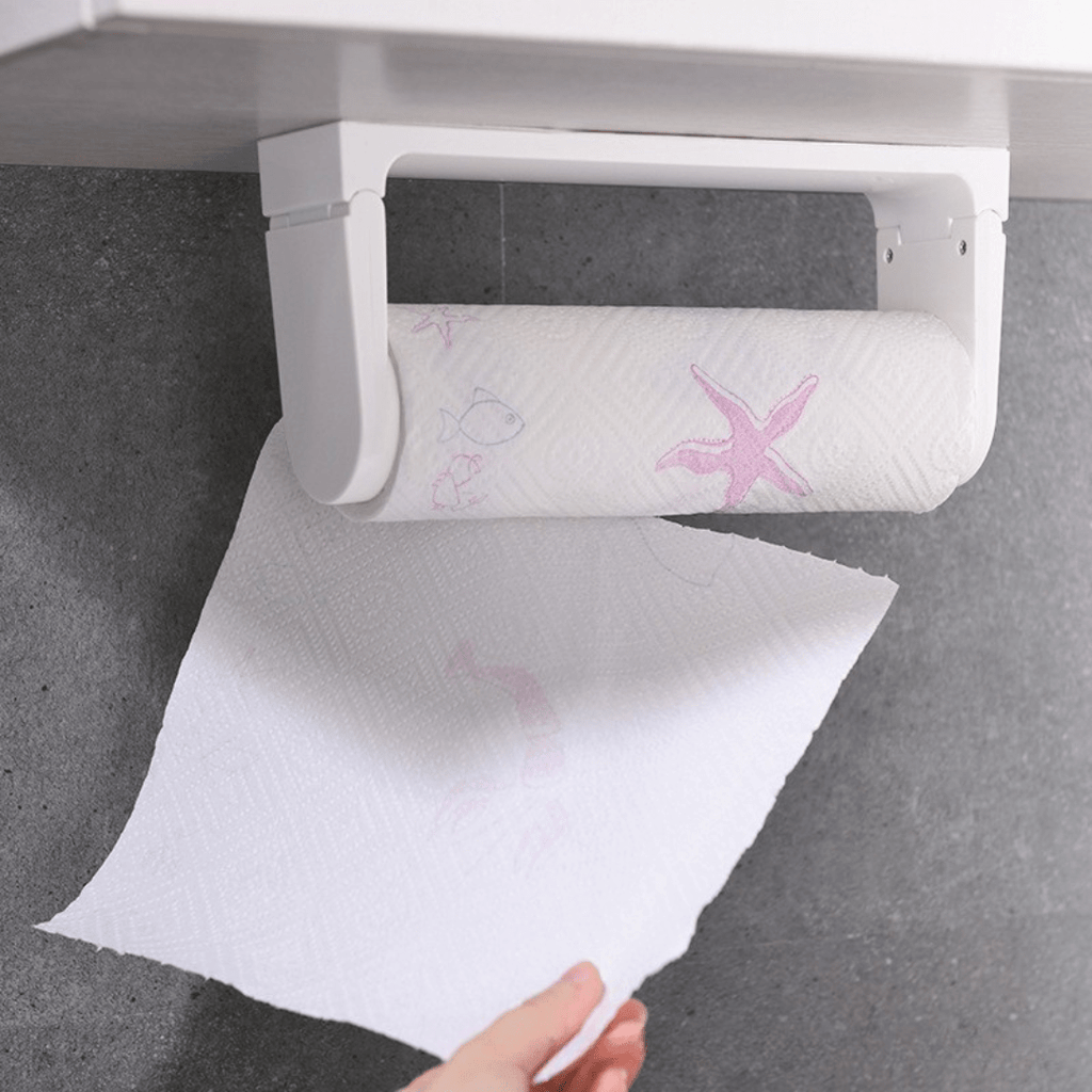 Wall-Mounted Kitchen Adhesive Paper Storage Rack