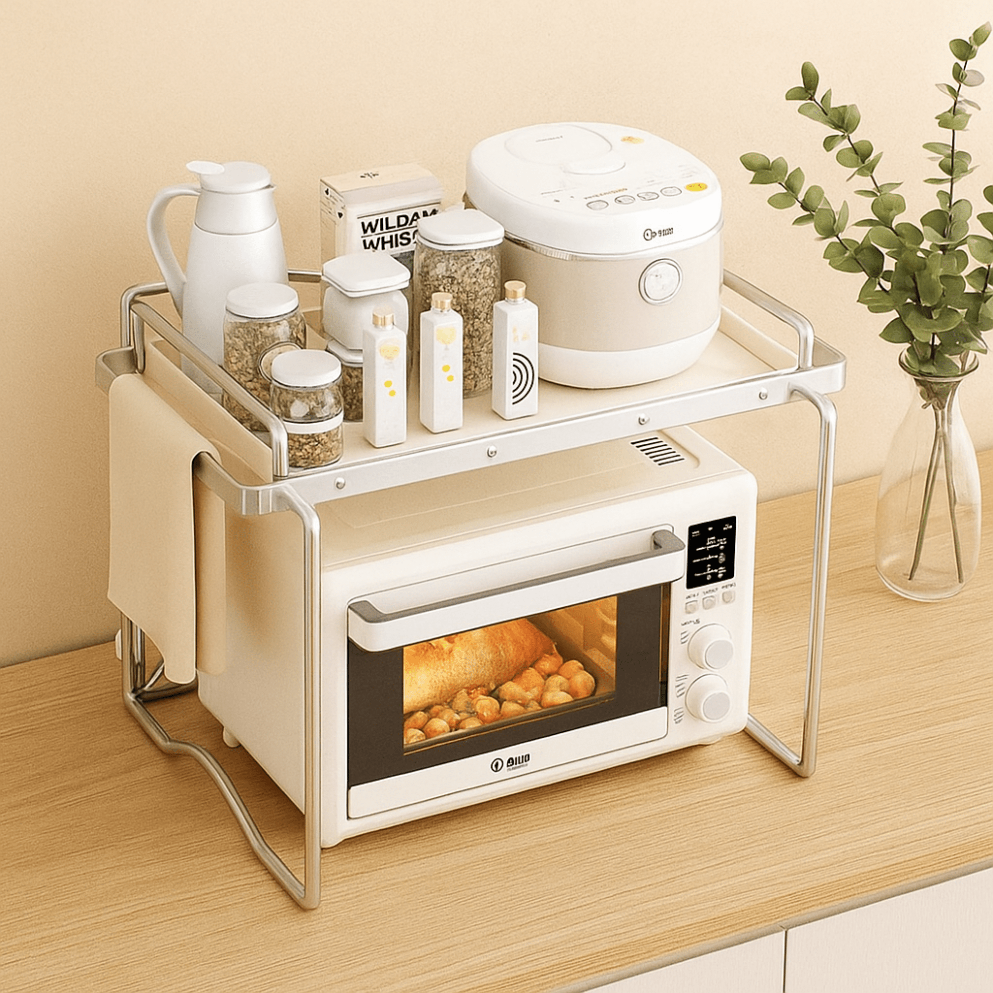 Carbon Steel Multifunctional Foldable Kitchen Storage Rack(64cm)