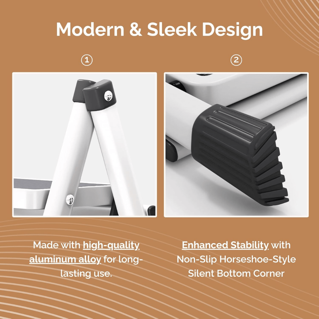 4-Step Foldable Iron Ladder with Anti-Slip Pedals