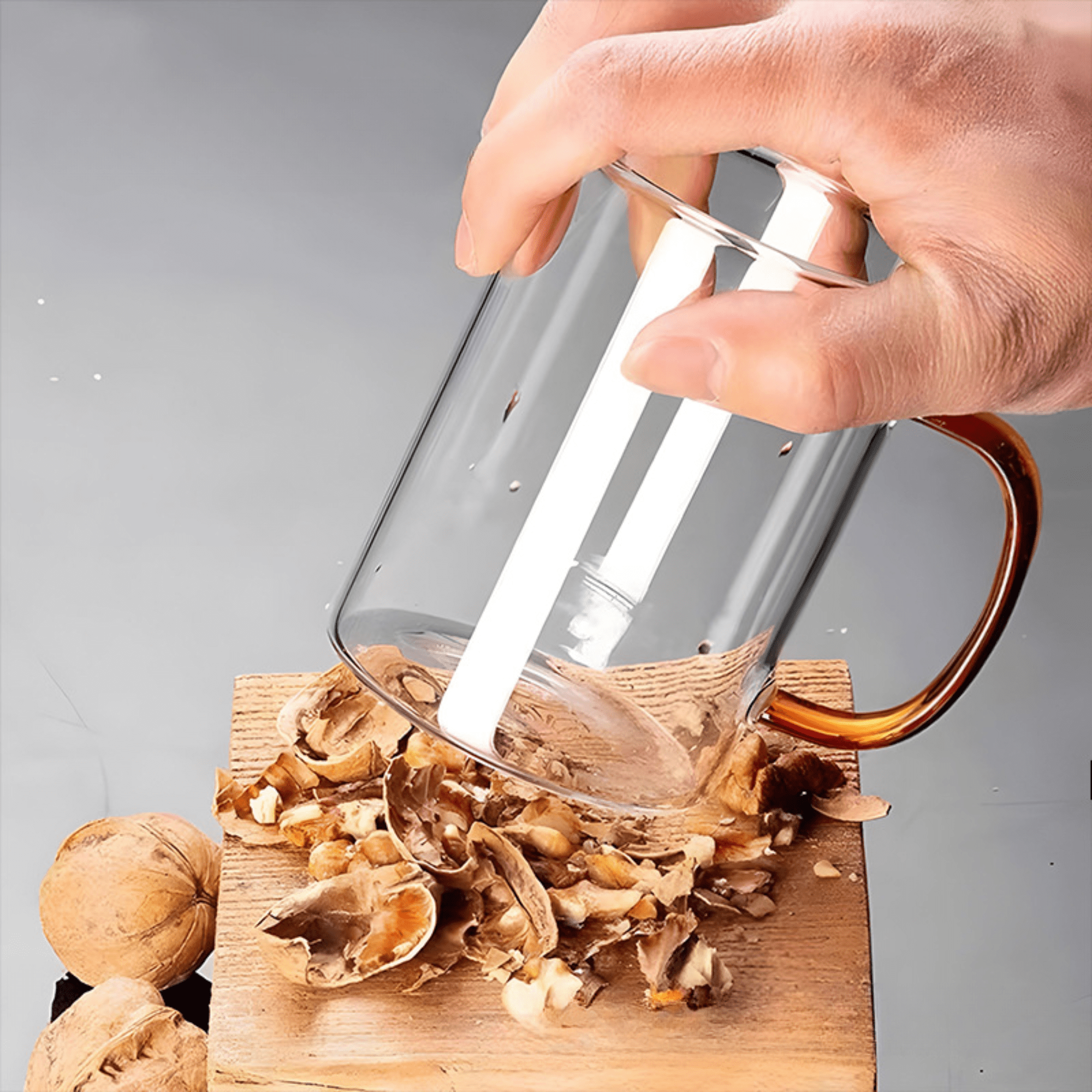 350ml Transparent Borosilicate Glass Mug with Handle