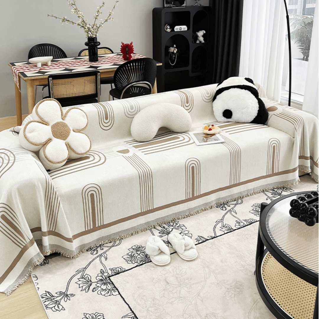 Beige & Cream Elegance Elegance Chenille Sofa Cover