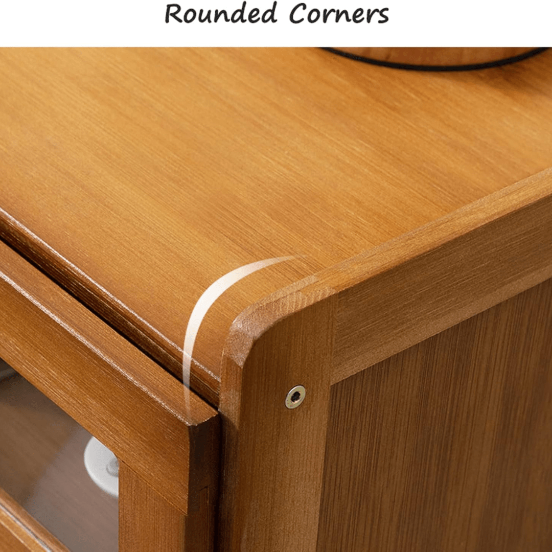 Bamboo Bedside Table with Silent Sliding Drawer & Clear Panel (42cm)