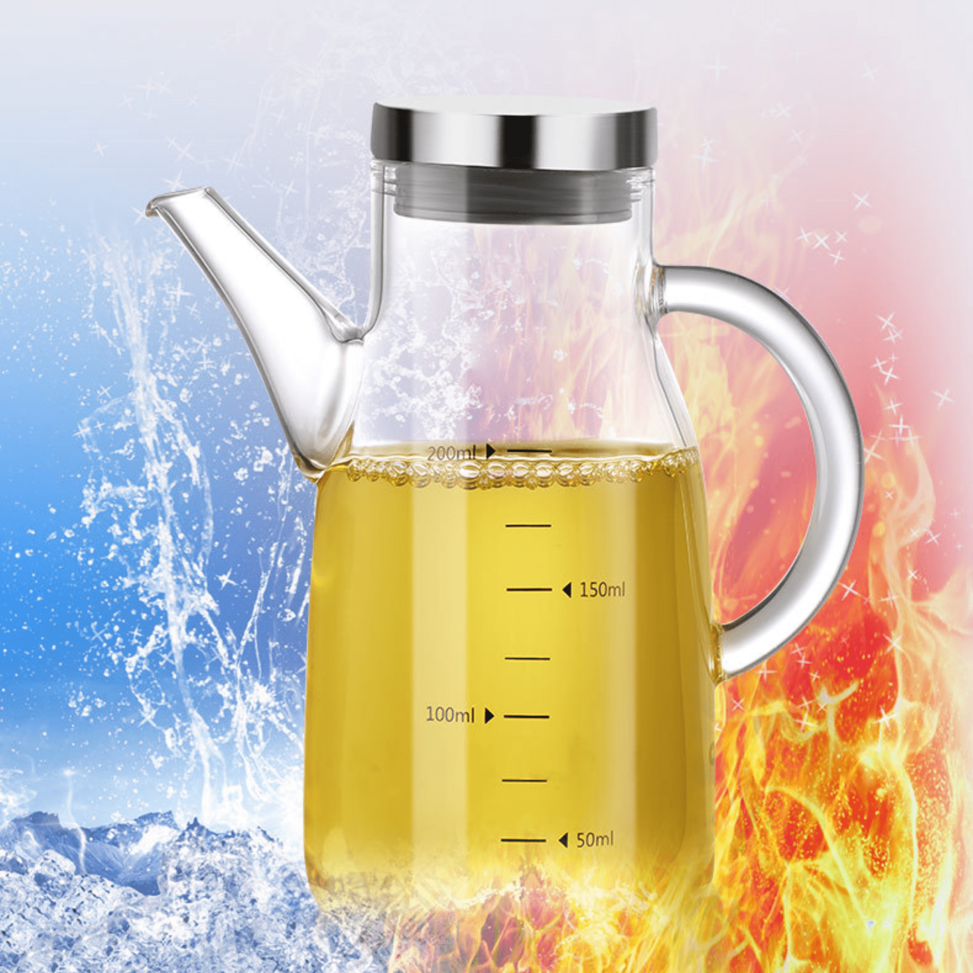 Borosilicate Seasoning Oil Dispenser with Stand Set of 2 (200ml Each)