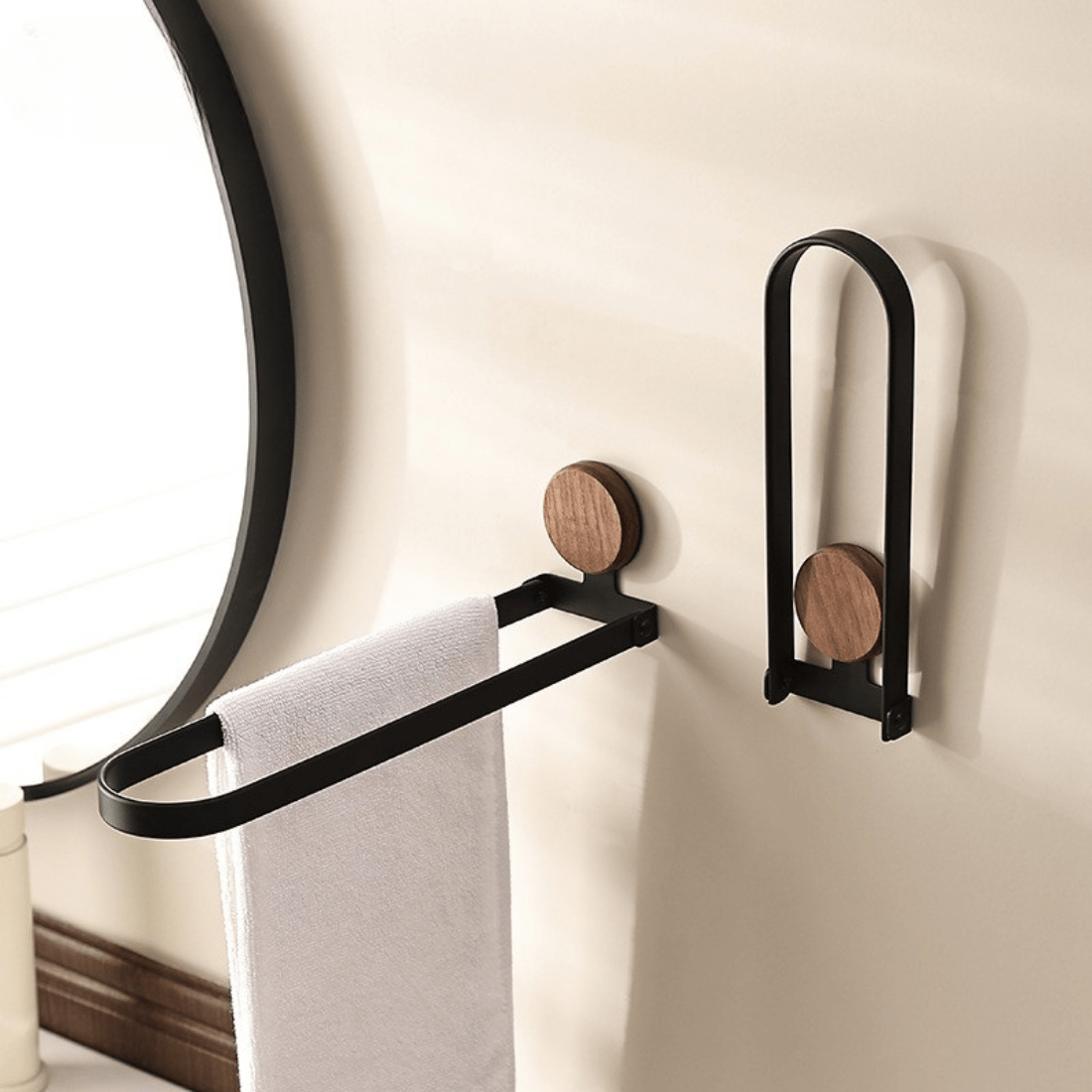 Wall-Mounted Black Foldable Hand Towel Rack