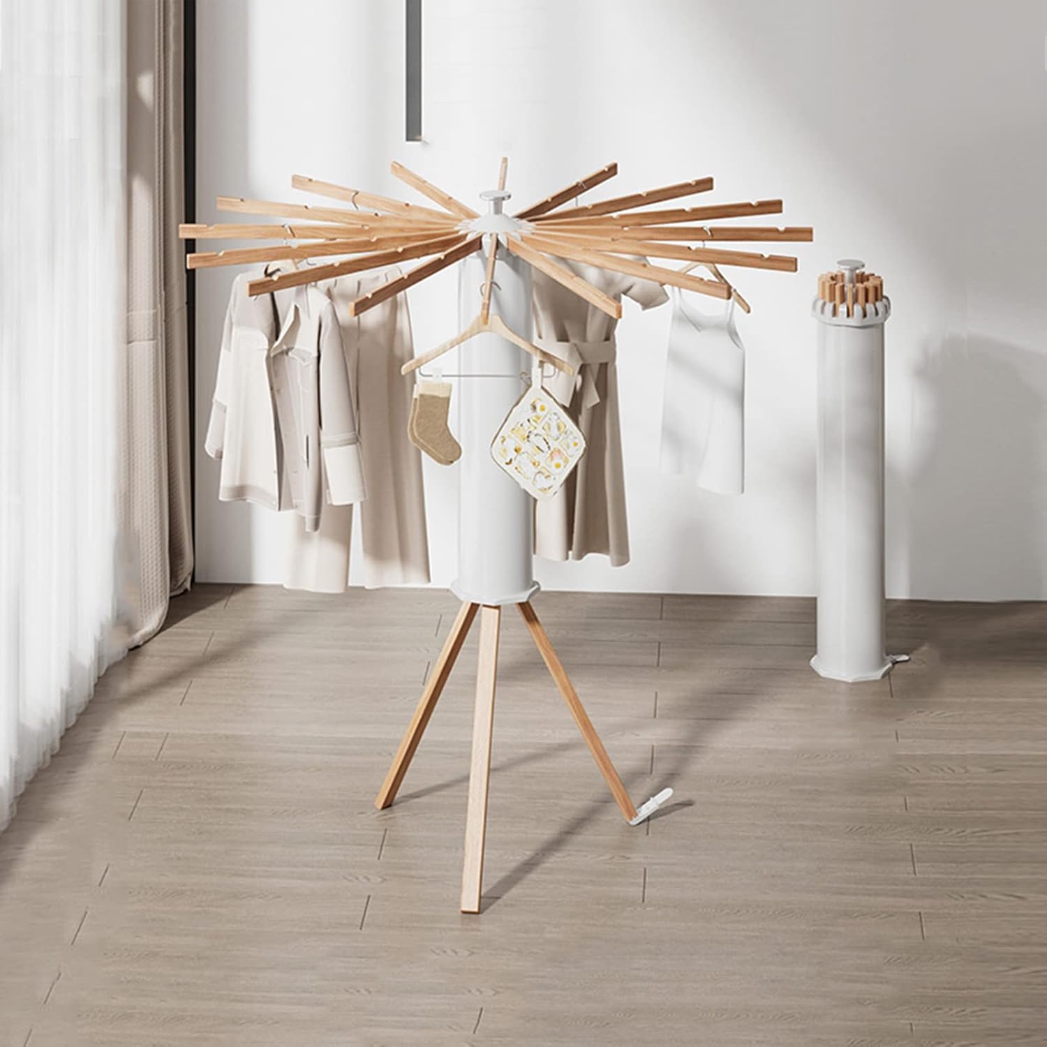 360-Degree Rotating Foldable Laundry Drying Rack