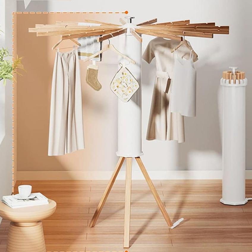 360-Degree Rotating Foldable Laundry Drying Rack