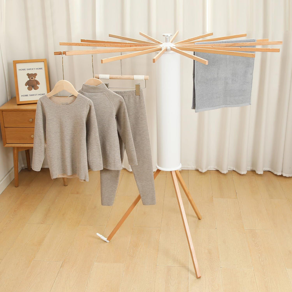 360-Degree Rotating Foldable Laundry Drying Rack