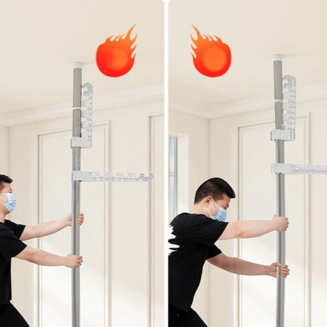 Adjustable Floor-to-Ceiling Clothes Rack with Multi Hooks