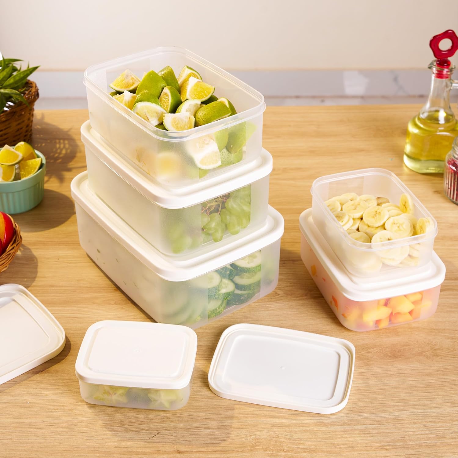 Airtight & Stackable Rectangular Food Storage Containers, Set of 6