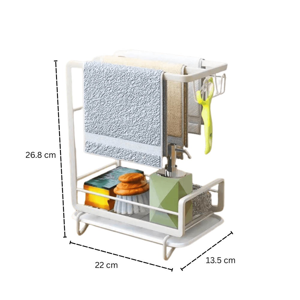 Wall-Mounted Organizer Rack with Hooks & Storage Shelf