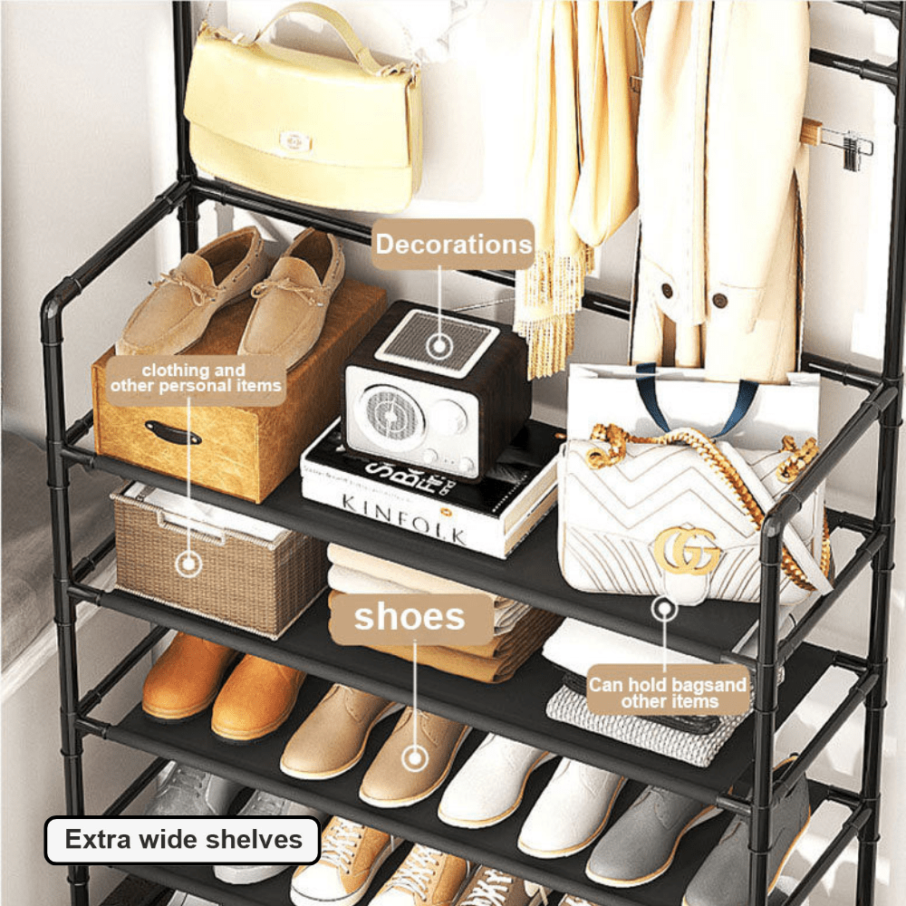 All-In-One Coat Hanger & Shoe Storage Shelf