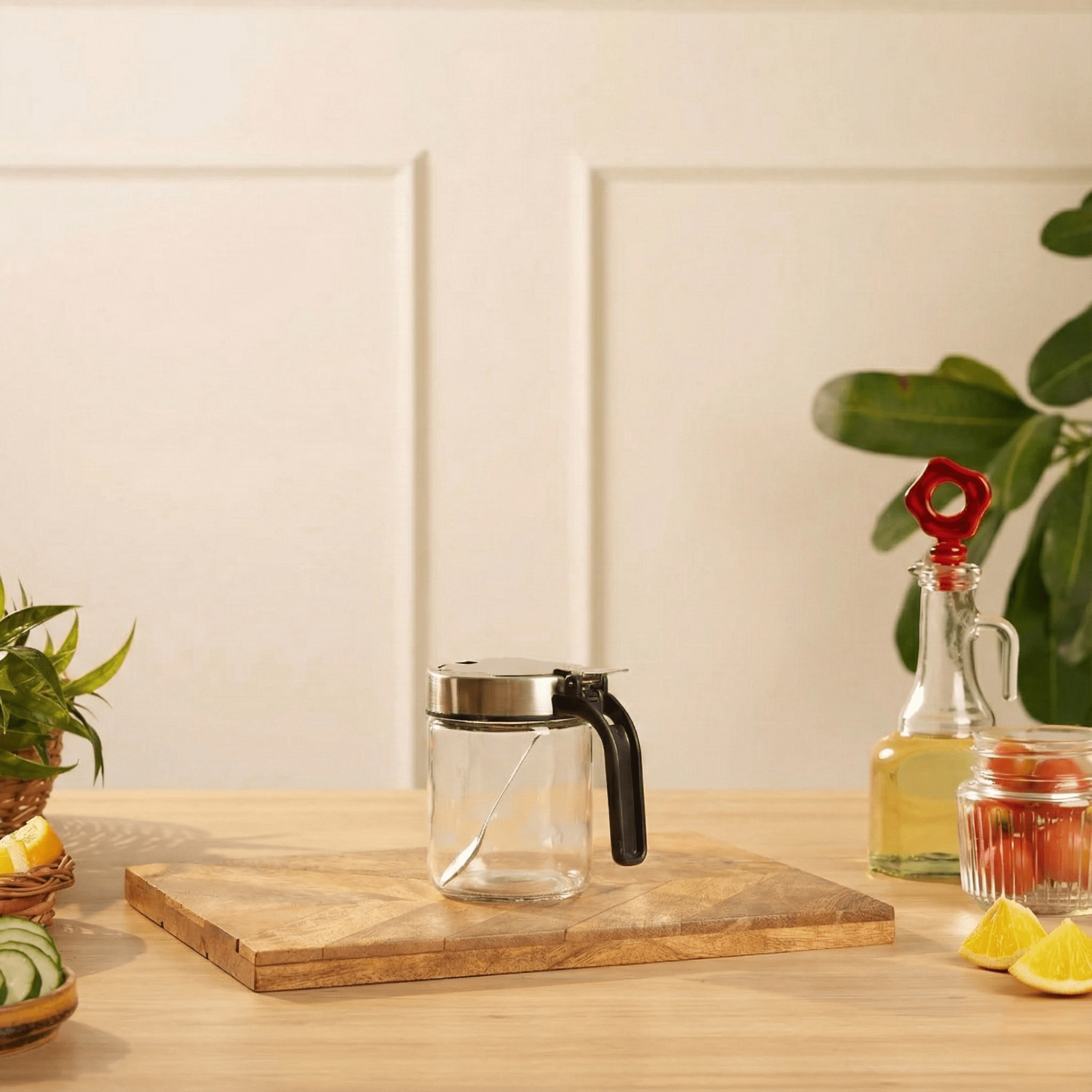 Airtight Glass Storage Containers with Stainless Steel Lid & Spoon