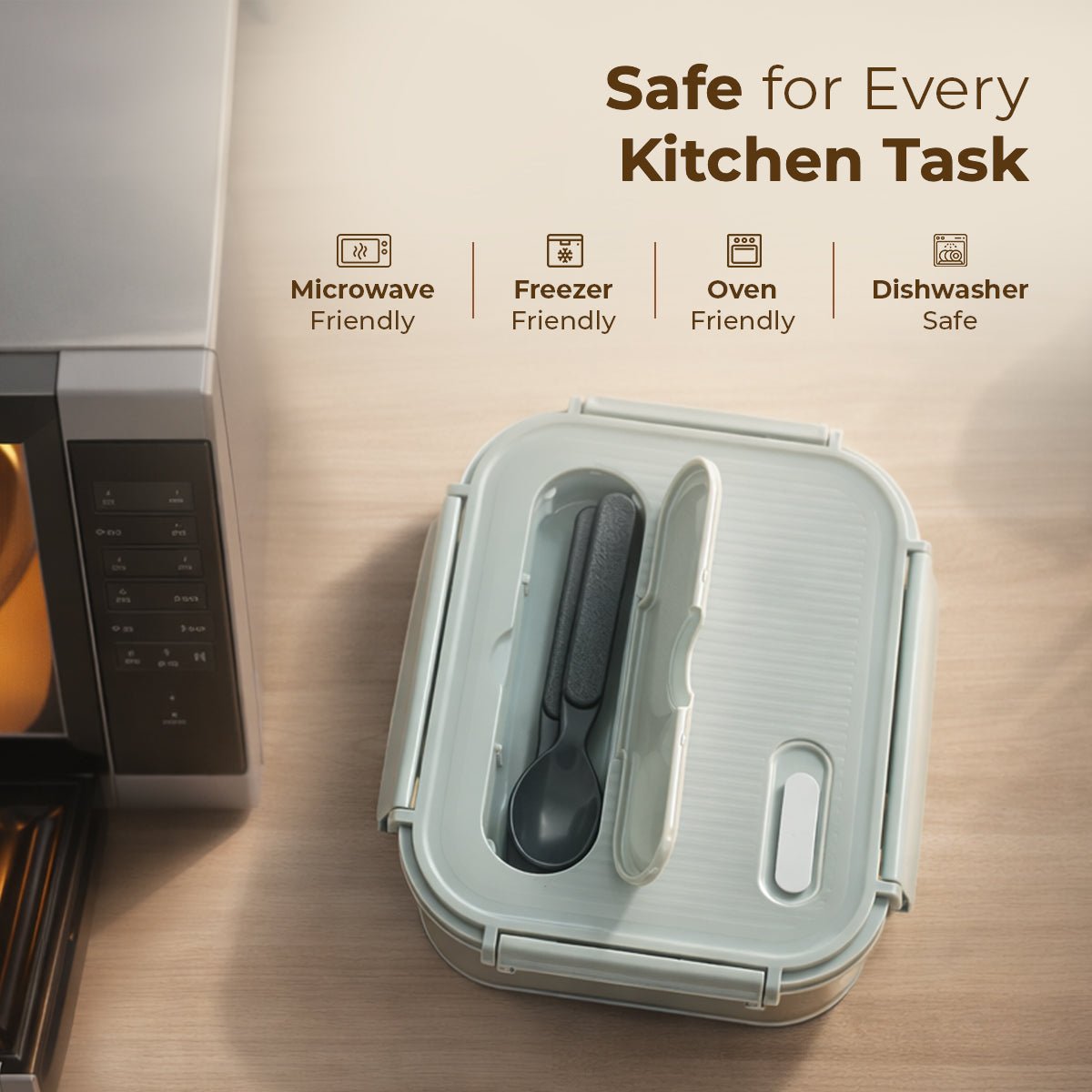 3-Compartment Rectangle Glass Food Container (1050ml)