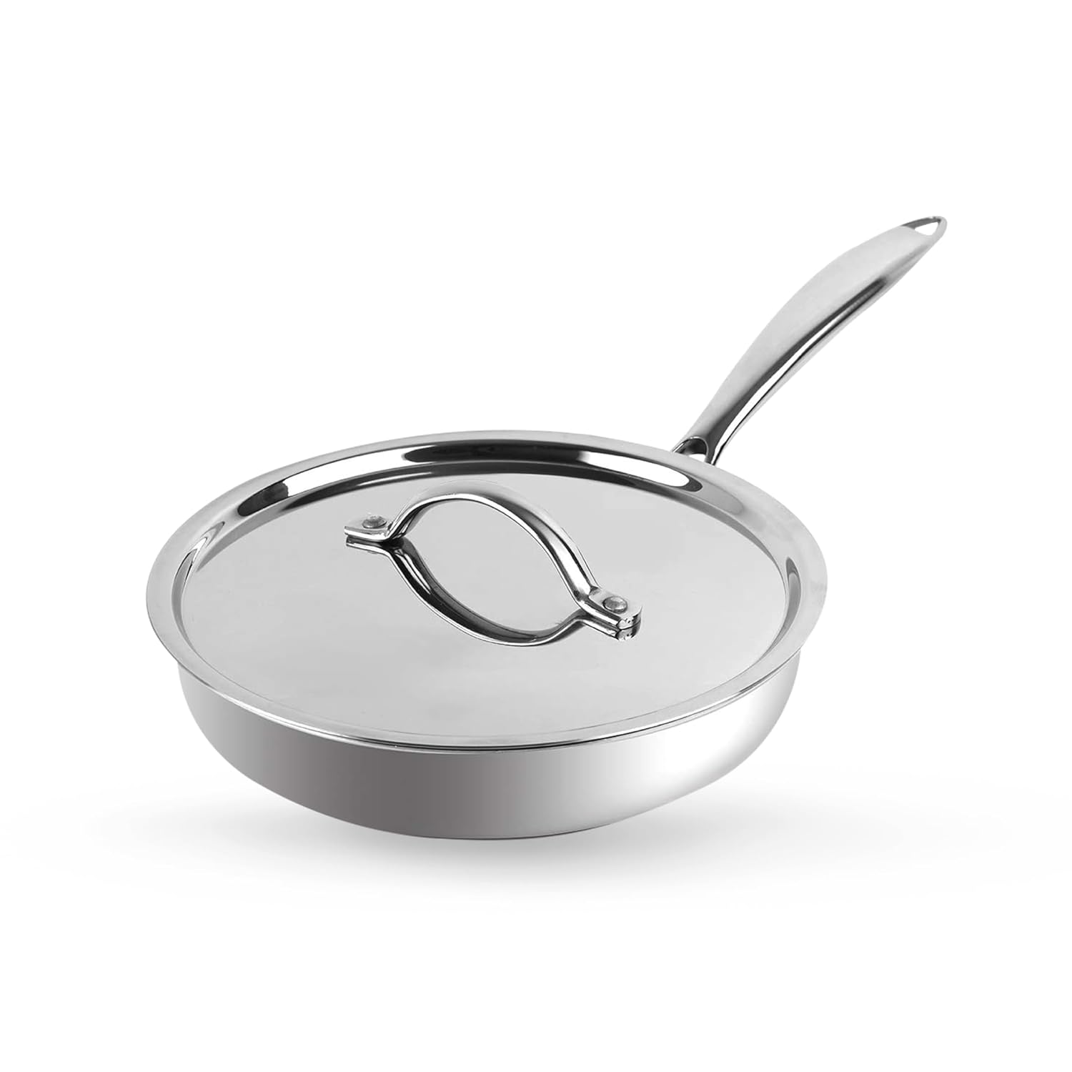 Versatile Tri-Ply Stainless Steel Fry Pan With Lid(24cm)