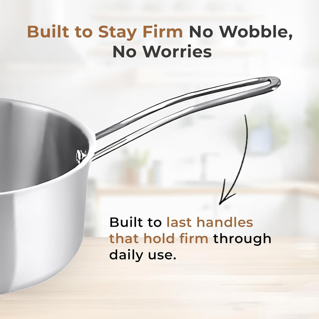 Versatile Tri-Ply Stainless Steel Saucepan with Lid(16cm)