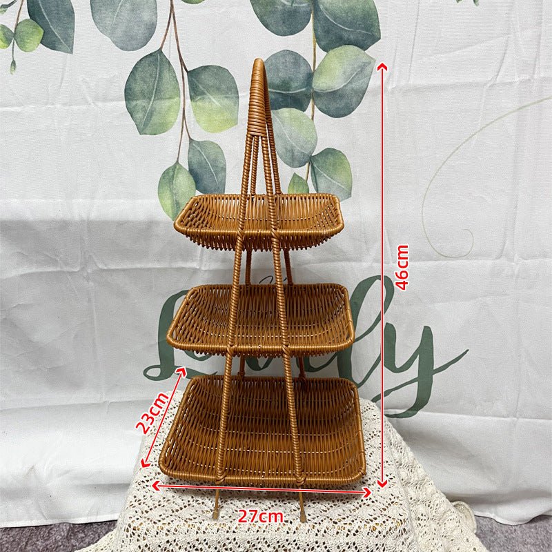 Vintage Multi-Tier Imitation Rattan Basket (27 cm)