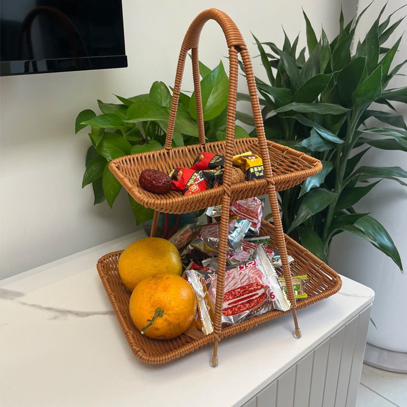 Vintage Multi-Tier Imitation Rattan Basket (27 cm)