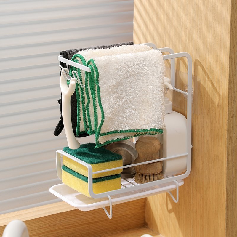 Wall-Mounted Organizer Rack with Hooks & Storage Shelf