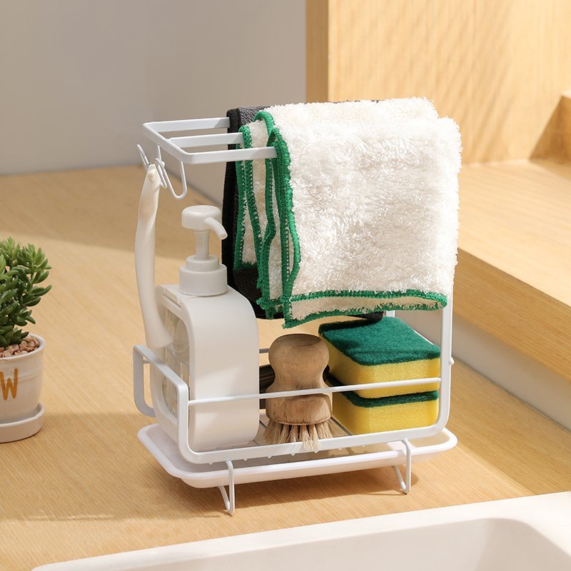 Wall-Mounted Organizer Rack with Hooks & Storage Shelf