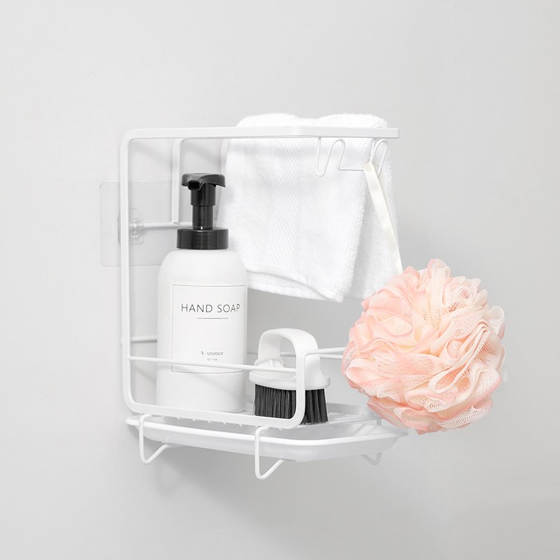 Wall-Mounted Organizer Rack with Hooks & Storage Shelf