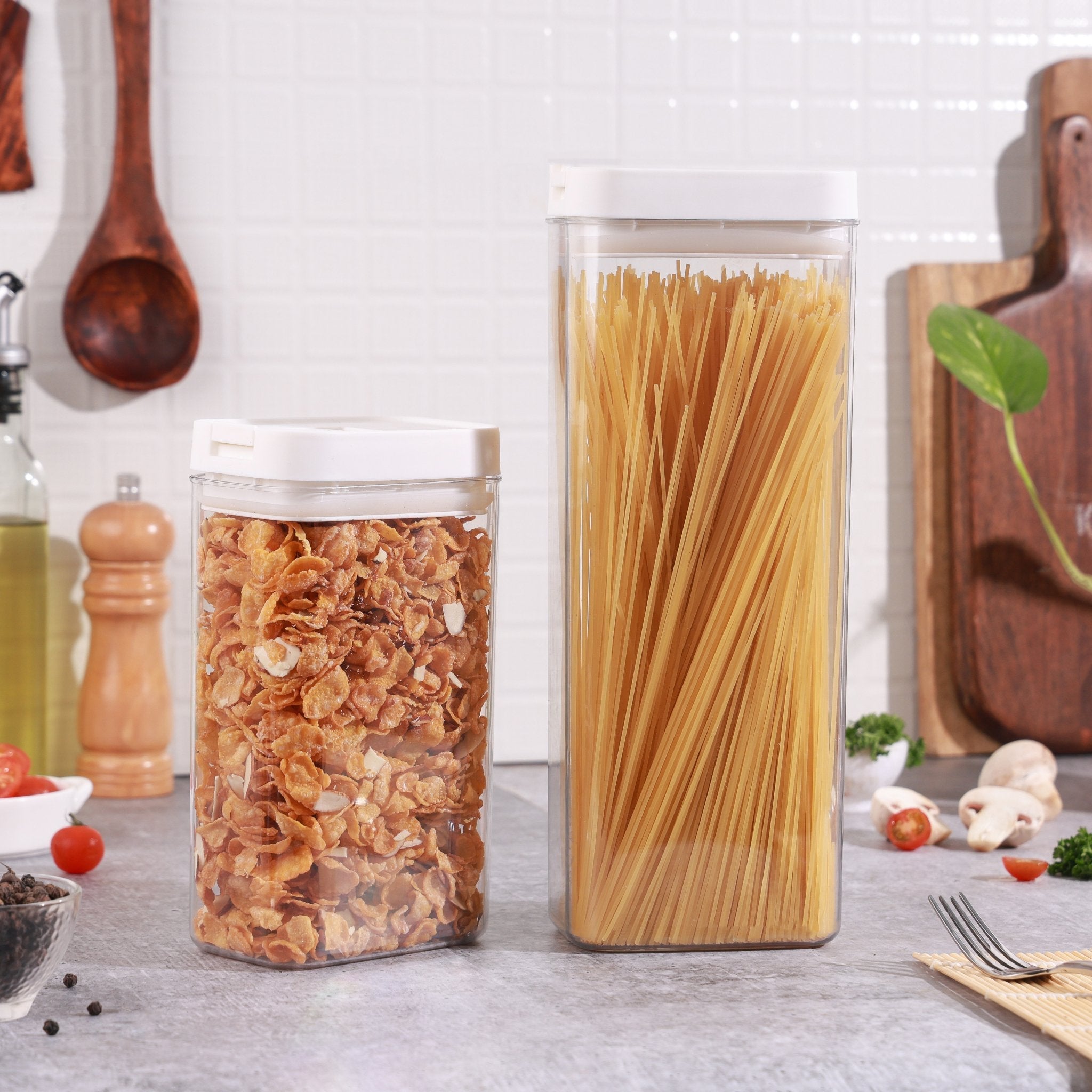 Airtight Stackable Kitchen Storage Jars (Set Of 2)