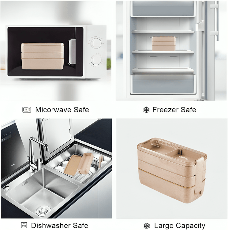 3-in-1 Compartment Containers With Spoons